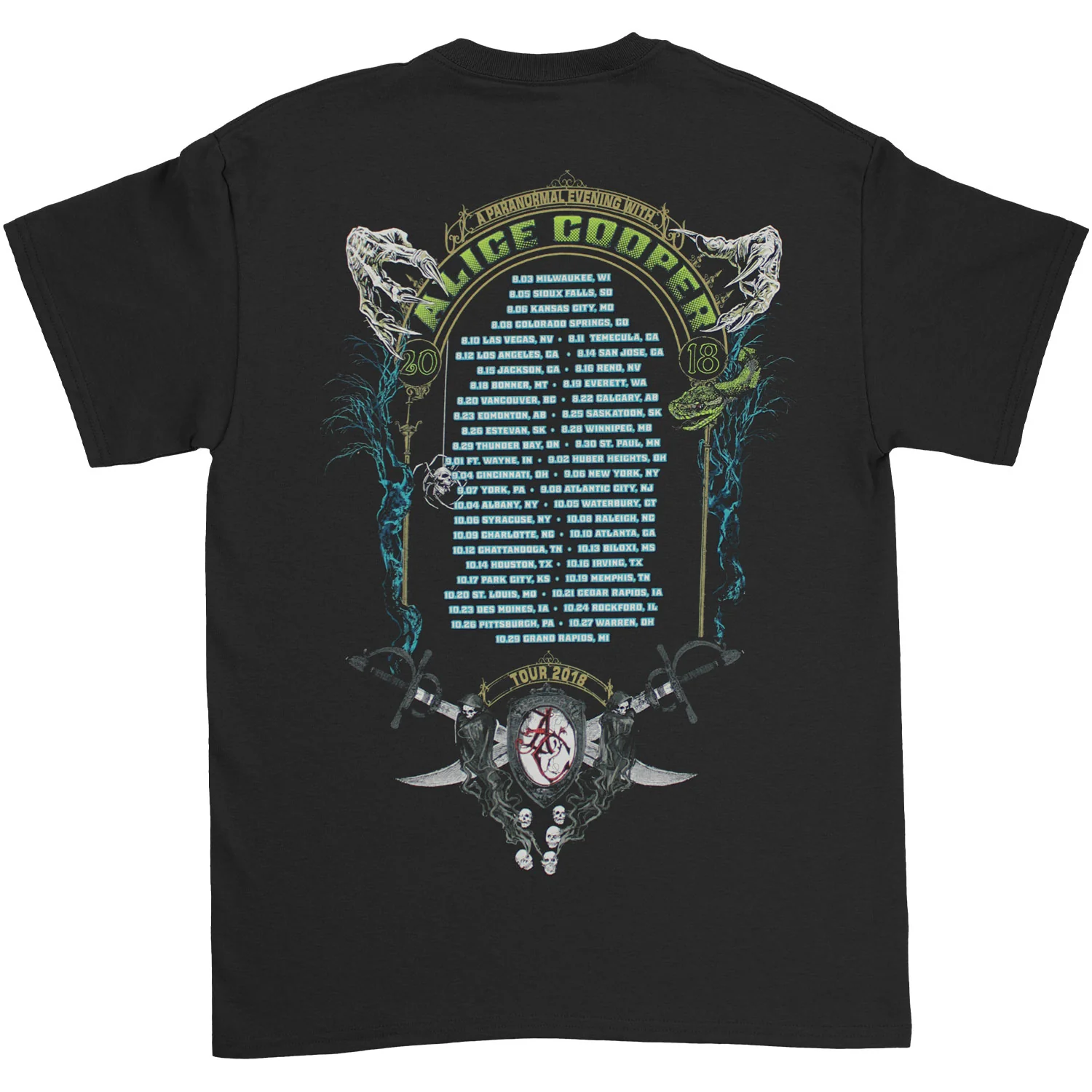 A Paranormal Evening With Alice Cooper Tour 2018 T-shirt - Image 2