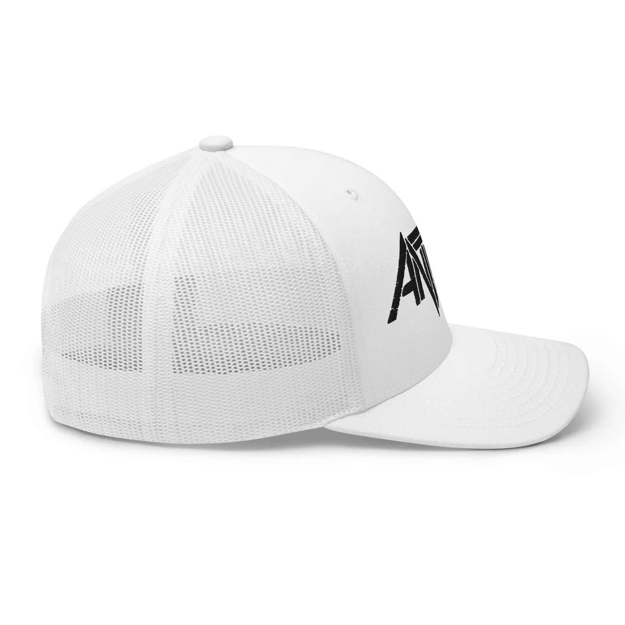 Anthrax - Black on White Trucker HD Embroidered Hat - Image 3