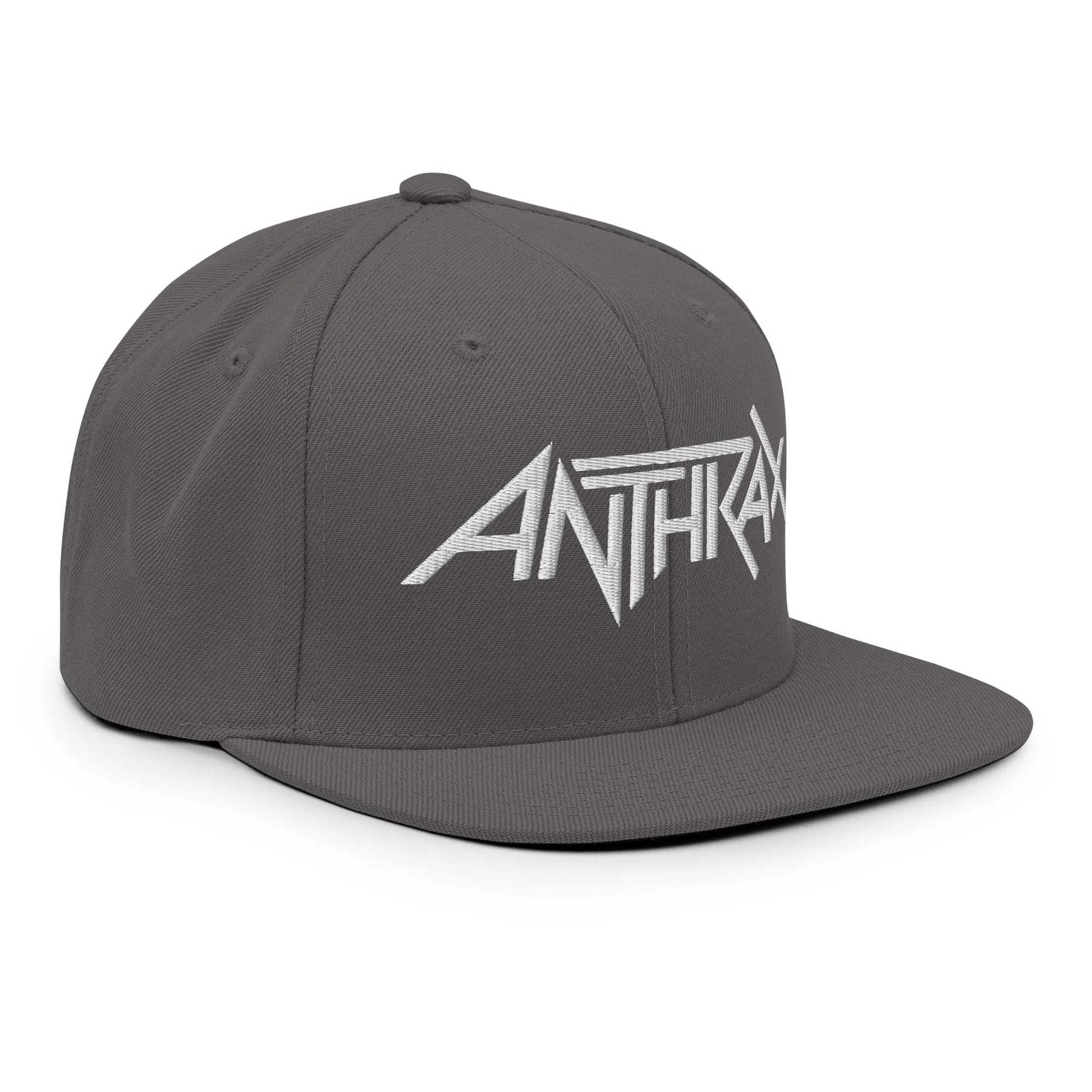 Anthrax - White on Gray Snapback HD Embroidered Hat - Image 5
