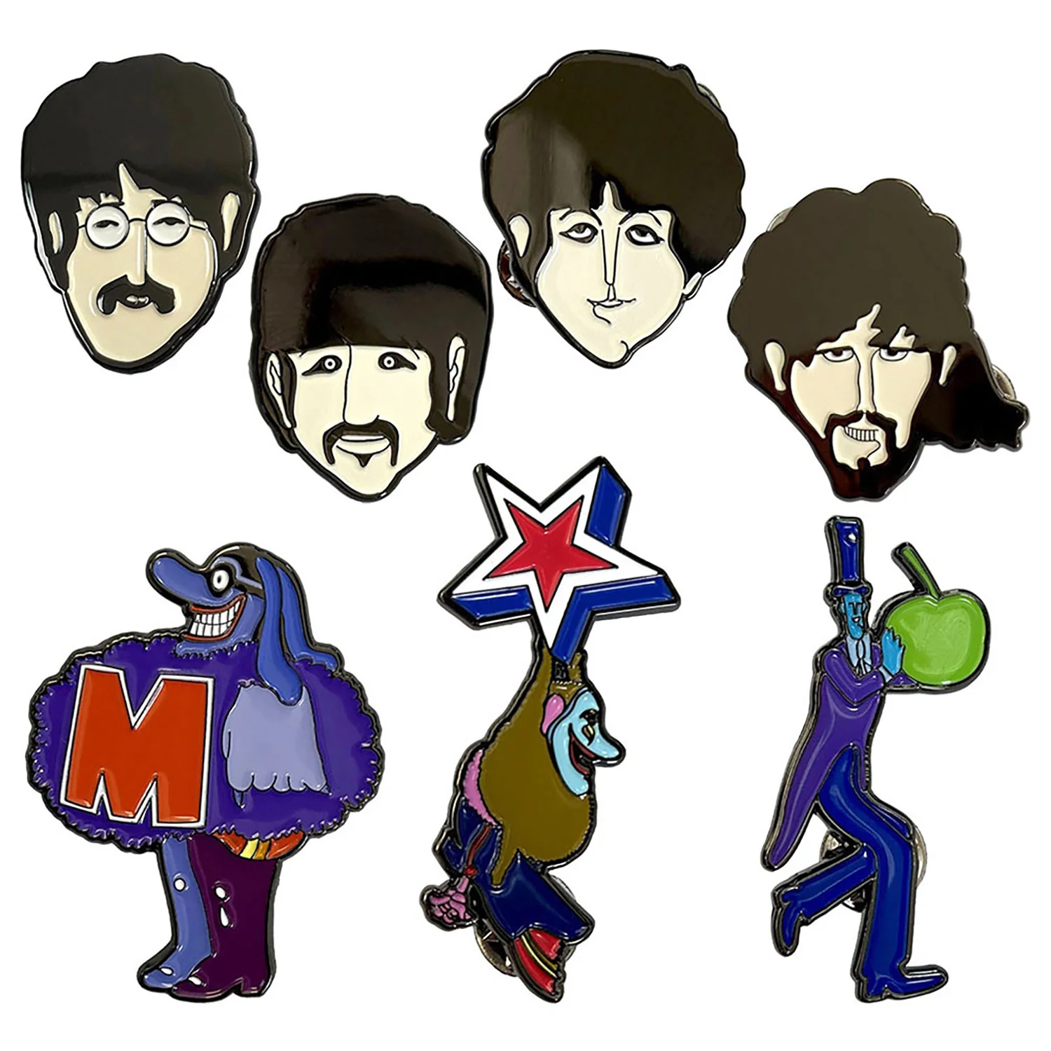 Yellow Submarine Characters Pewter Pin Badge