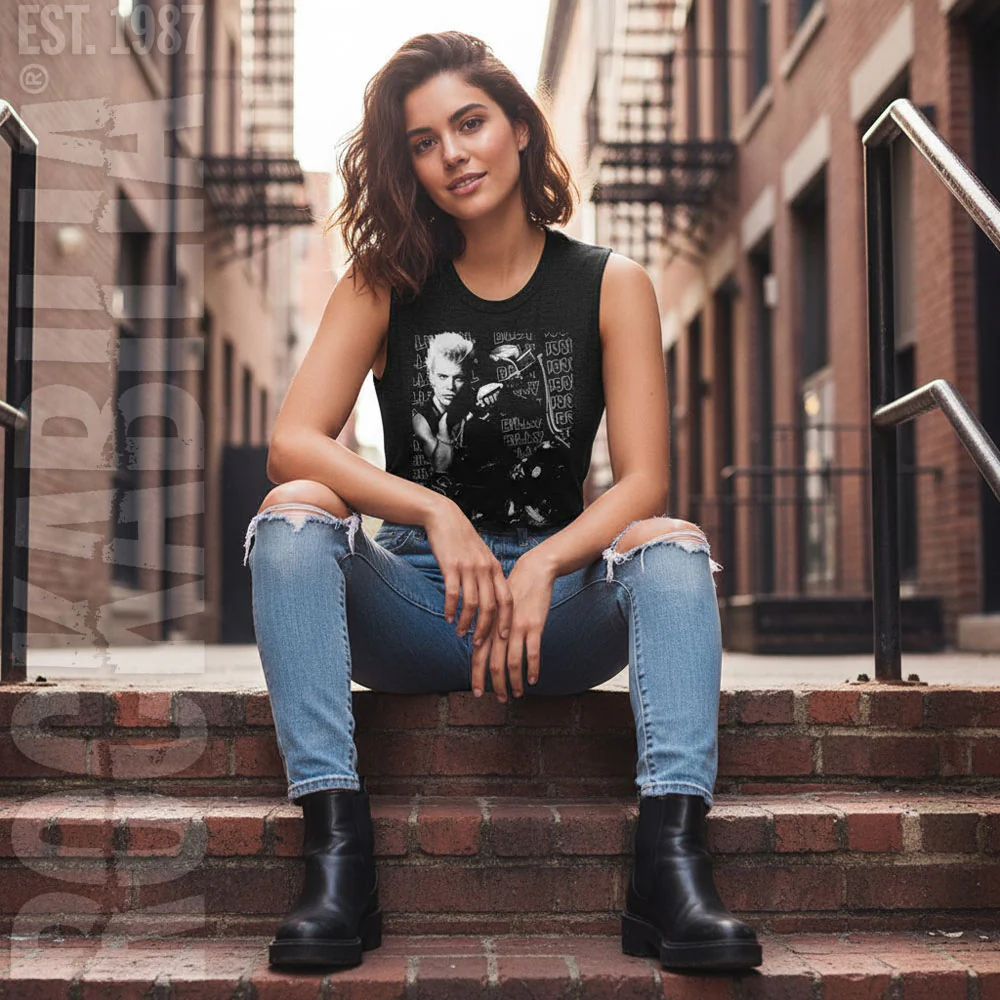 Billy Idol Motorcycle Photo Womens Tank - Image 2