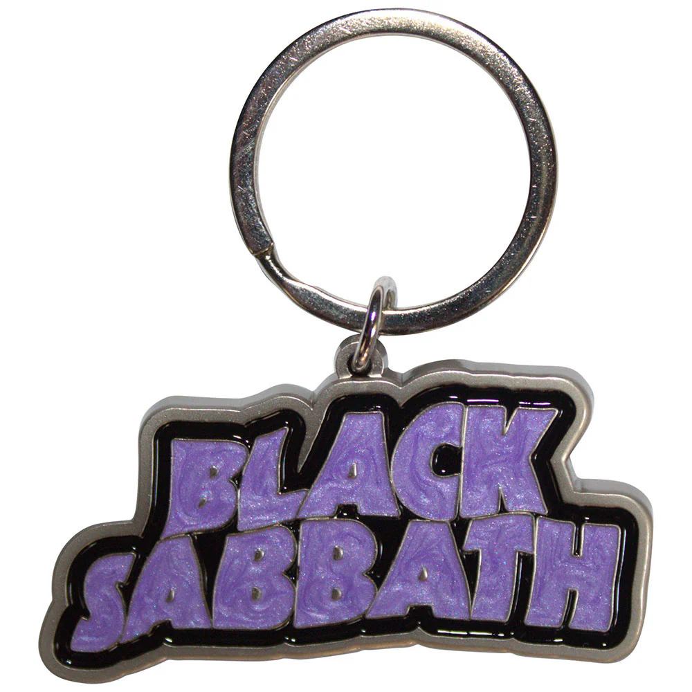 Wavy Logo Bordered Metal Key Chain