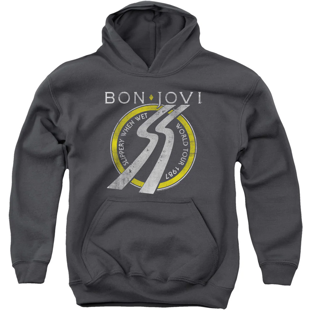 Slippery When Wet World Tour Youth 50% Poly Hooded Sweatshirt