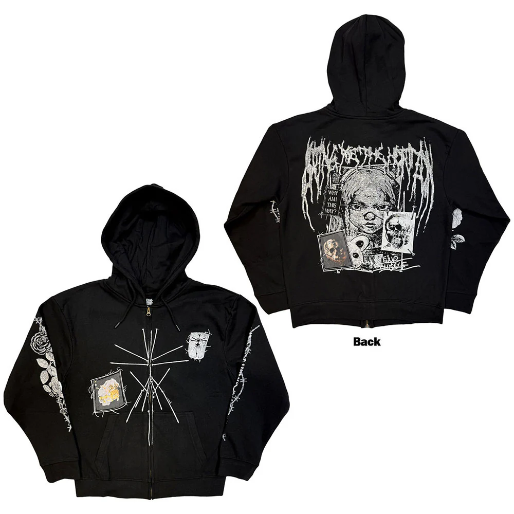 Nailed Symbol Zippered Hooded Sweatshirt