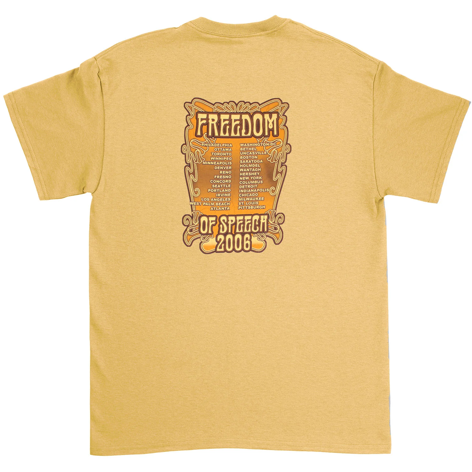 Freedom Of Speech 2006 Anvil Pigment Dye Yellow Tee Over Dyed T-shirt - Image 2