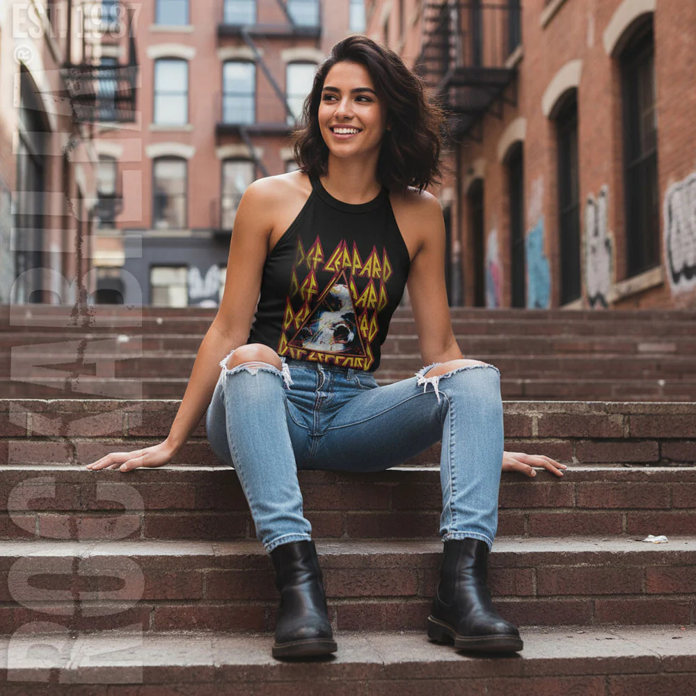 Def Leppard Hysteria Face And Logos Womens Tank - Image 2