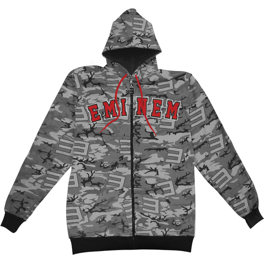 Camo Zippered Hooded Sweatshirt