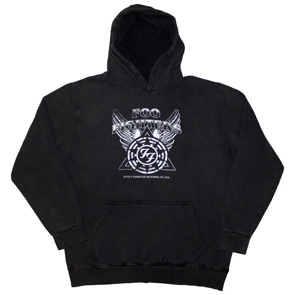 Everything Or Nothing At All Logo Stone Wash Hooded Sweatshirt