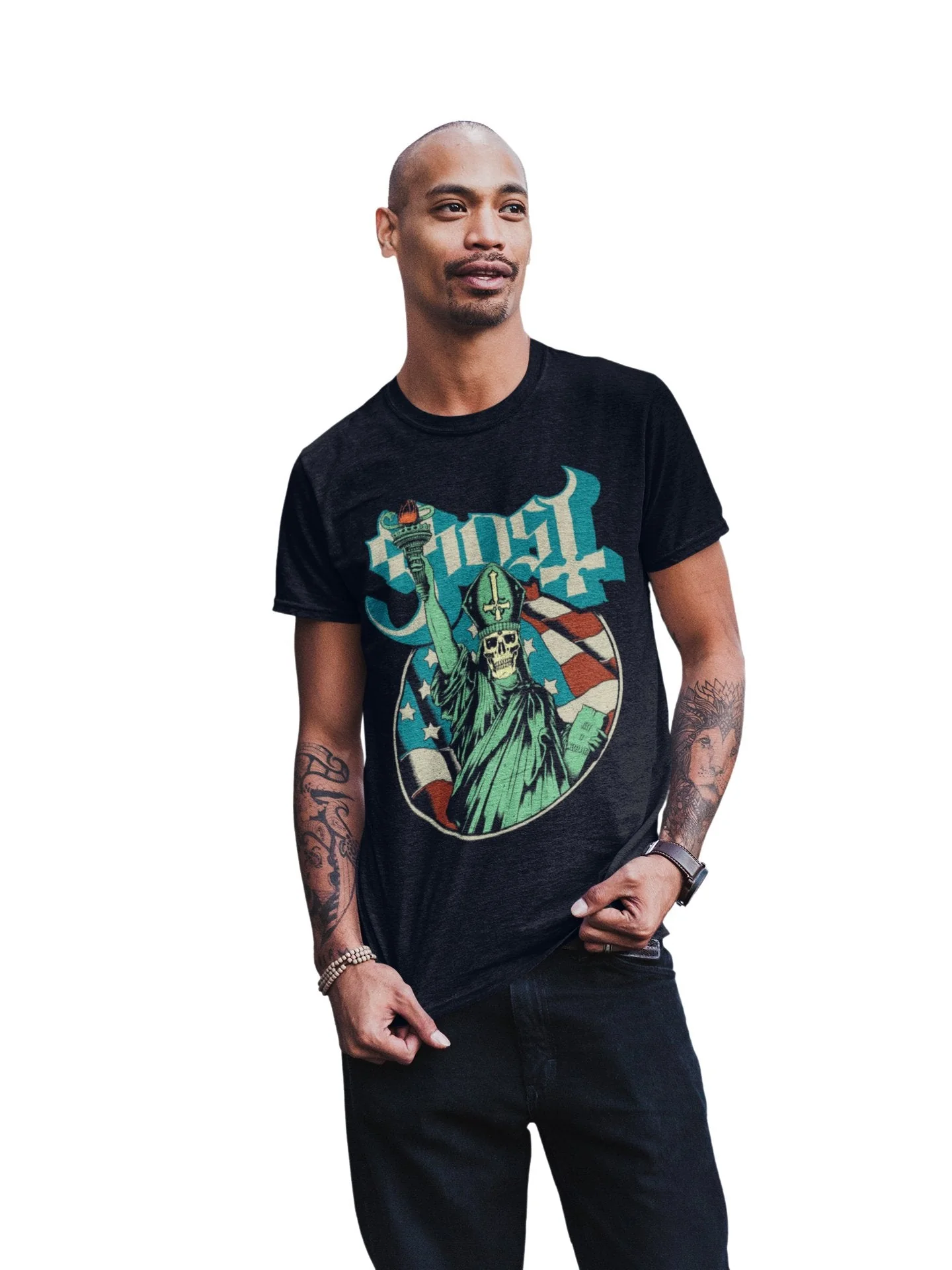 Ghost - Statue of Liberty Jumbo Print T-Shirt - Image 2