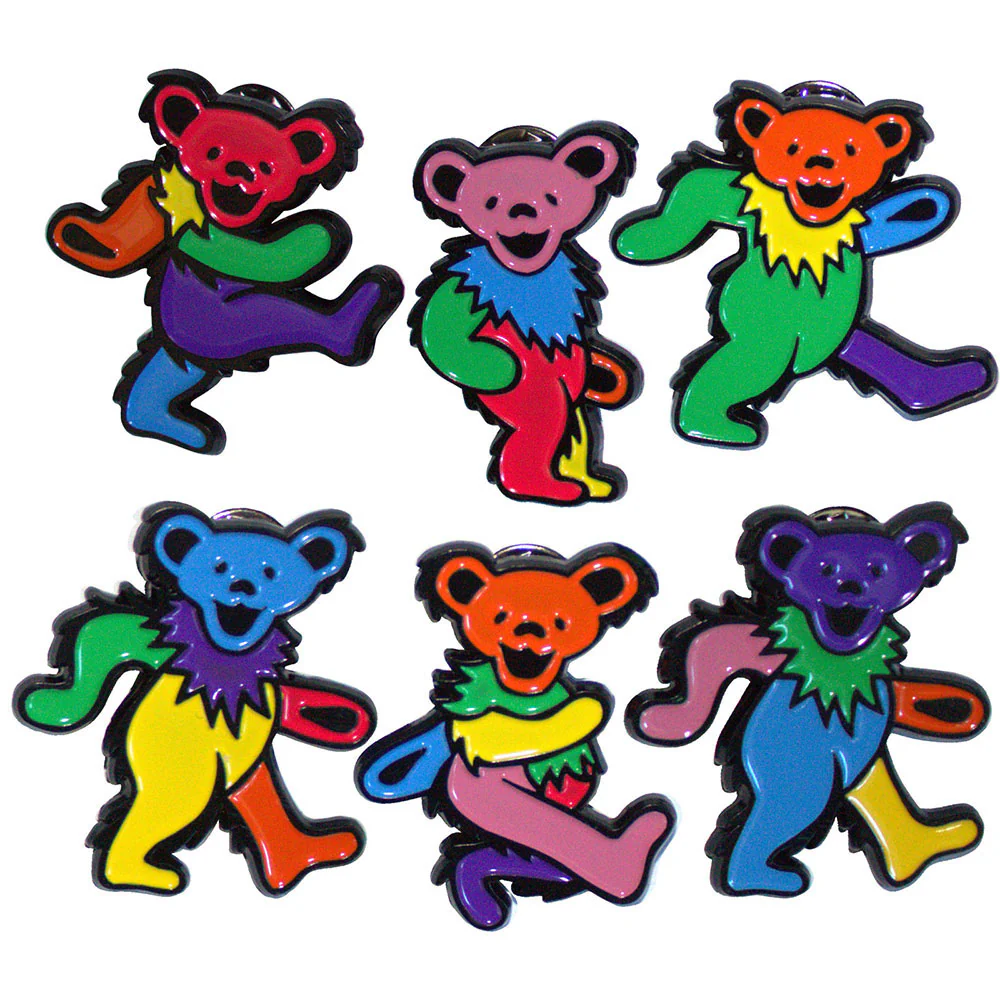 Multicoloured Dancing Bears Pewter Pin Badge