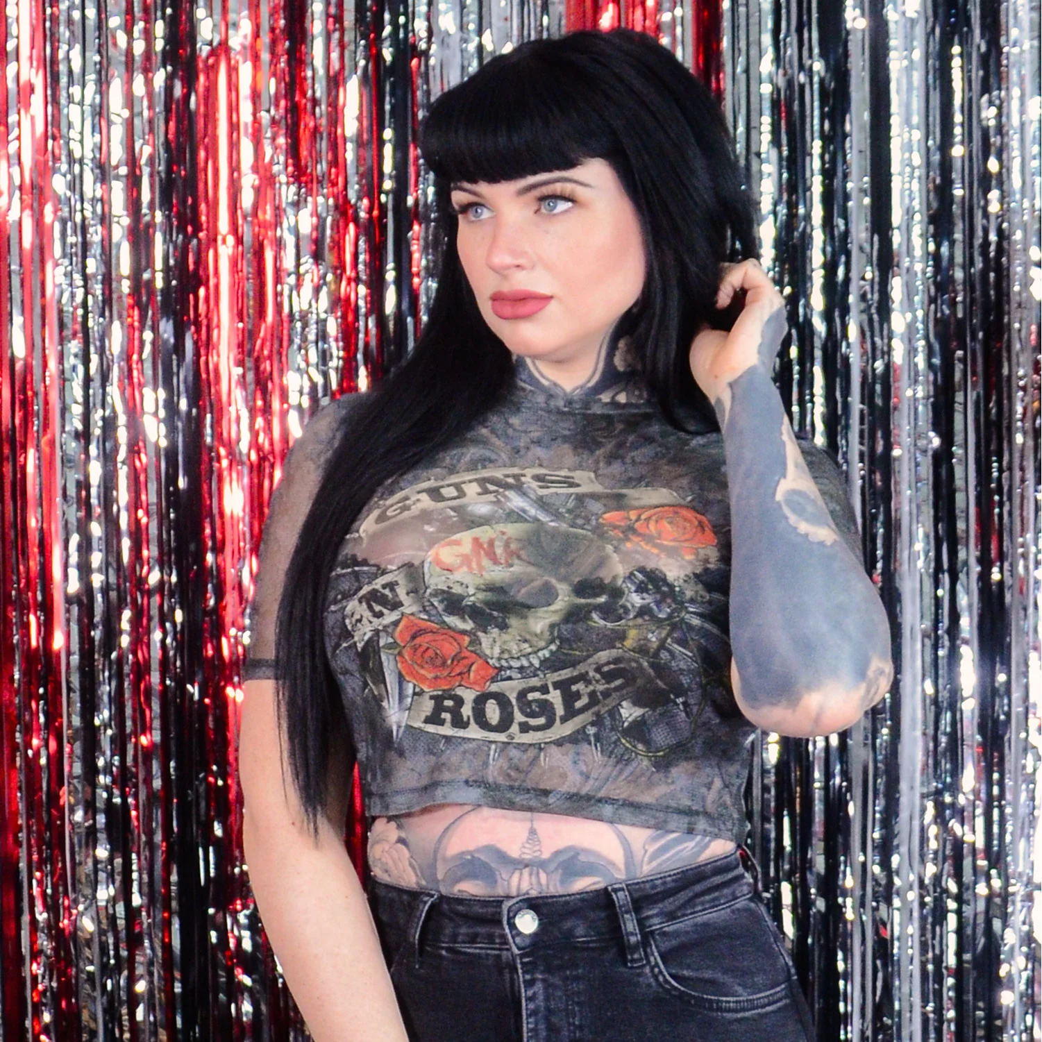 Firepower Ladies Mesh Crop Top Junior Top - Image 2
