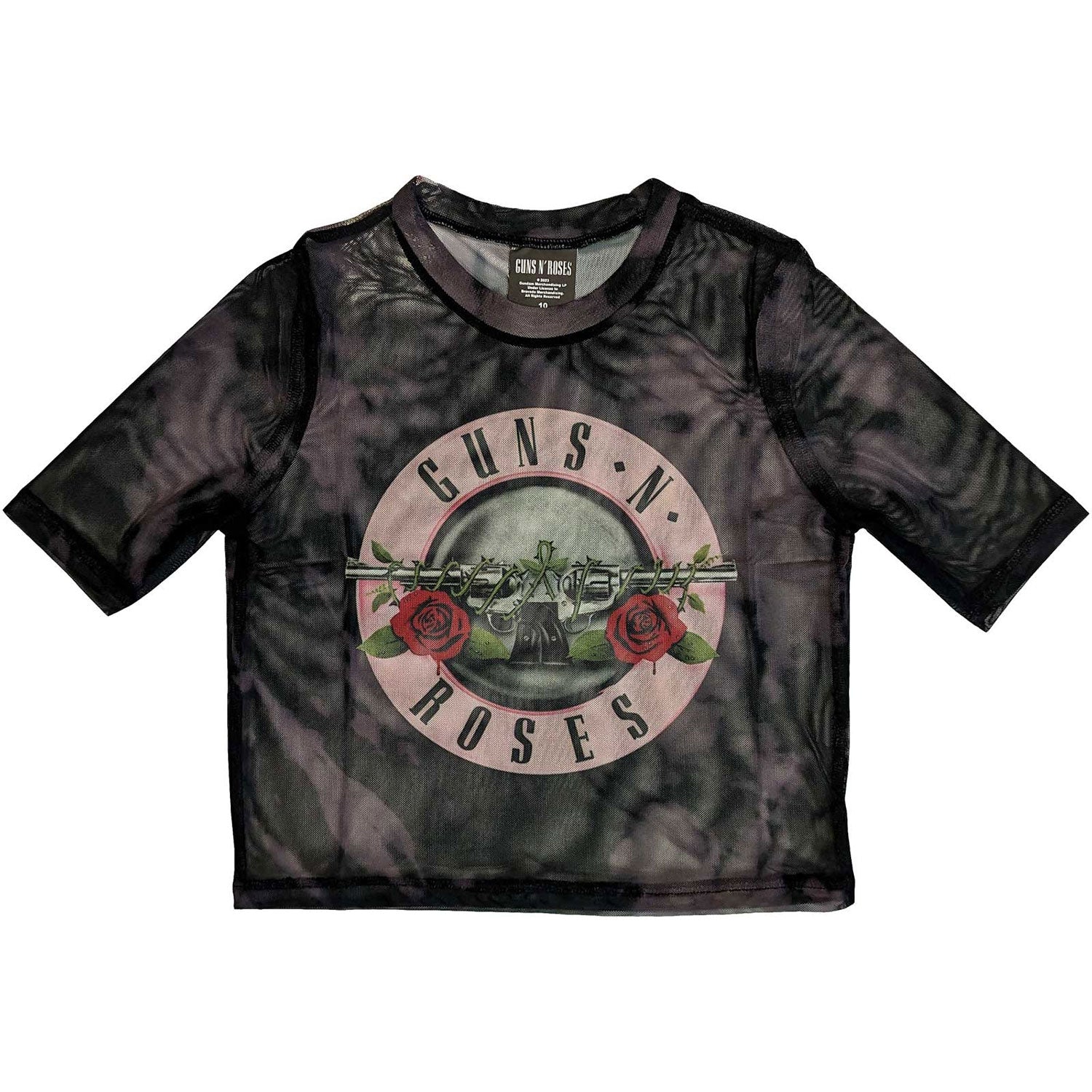 Pink Tint Bullet Logo Ladies Mesh Crop Top Junior Top