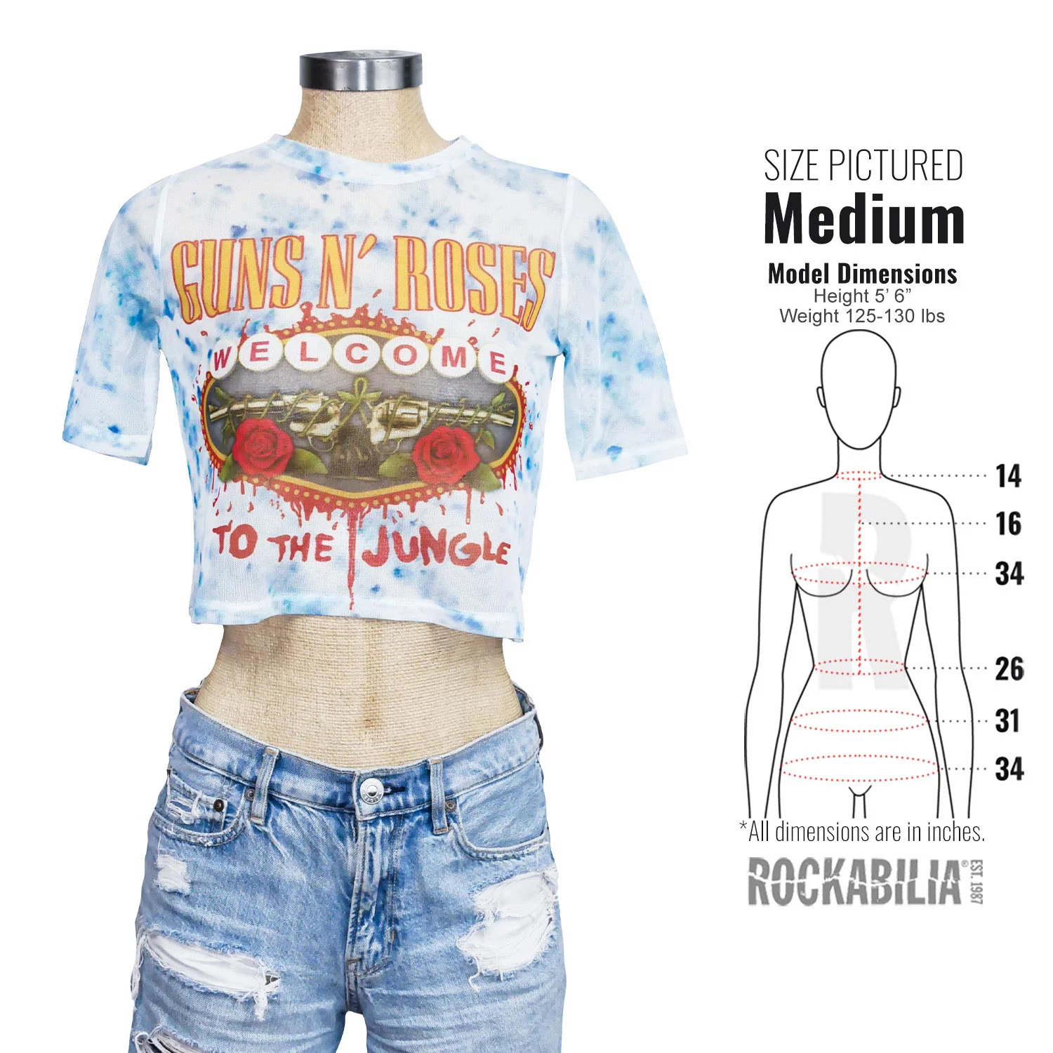 Welcome To The Jungle LV Ladies Mesh Crop Top Junior Top - Image 4