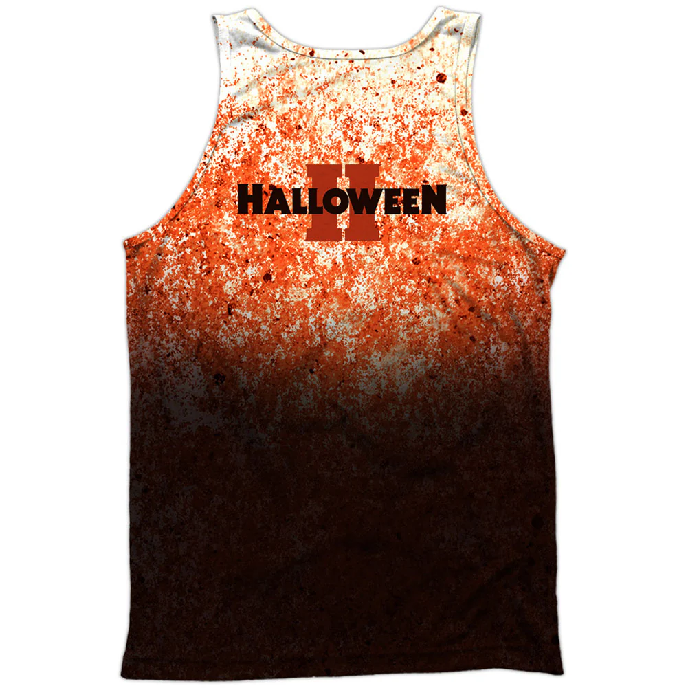 Pumpkin Skull 100% Poly Front/Back Print Mens Tank - Image 2