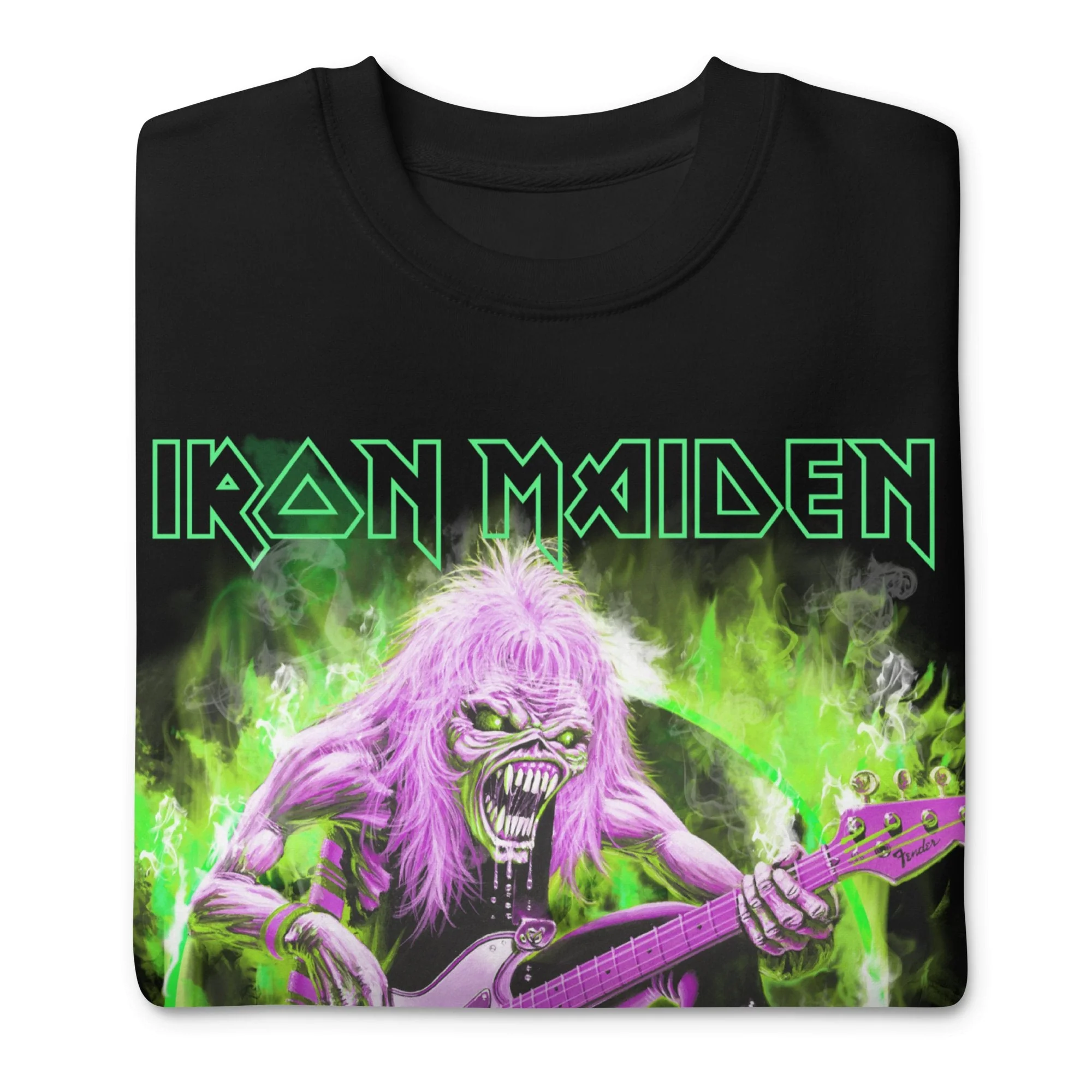 Iron Maiden - Green Guitar Jumbo Print Sweatshirt - Image 3