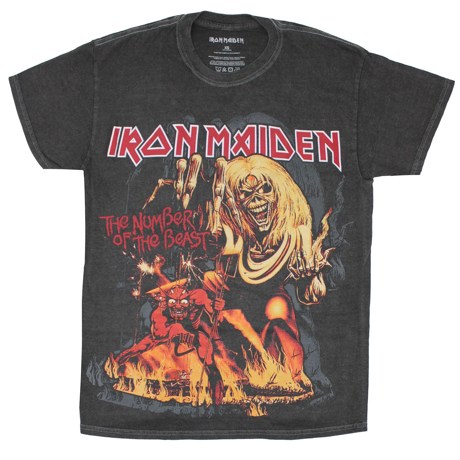Number Of The Beast On Stonewashed Grey Shirt T-shirt