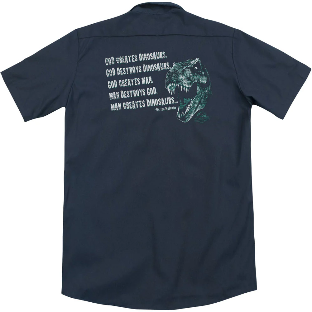 God Creates Dinosaurs (Back Print) Workshirt - Image 2