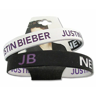 Never Say Never 2 Pk B&w Reversible Rubber Wristbands Rubber Bracelet - Image 2
