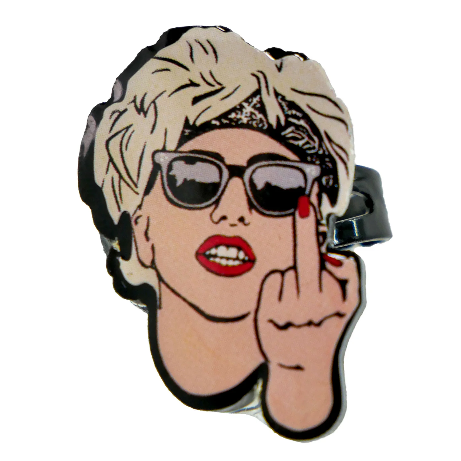 Middle Finger Plastic/Metal Adjustable Ring Ring