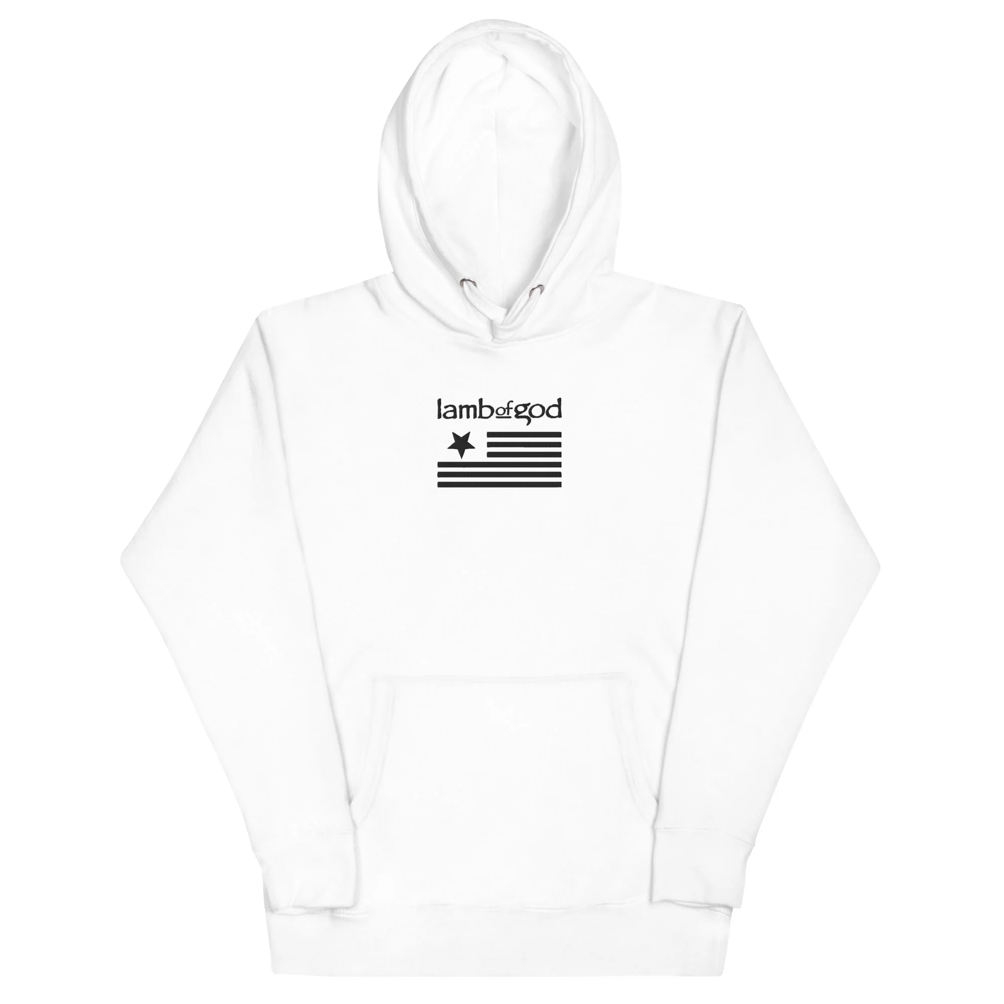 Lamb of God - Black on White HD Embroidered Hoodie - Image 2