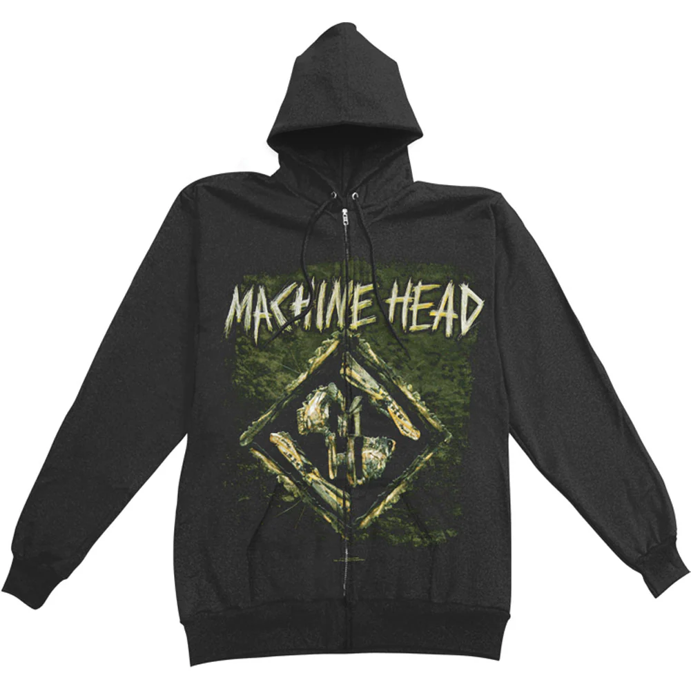 Stacked Diamond Zippered Hooded Sweatshirt