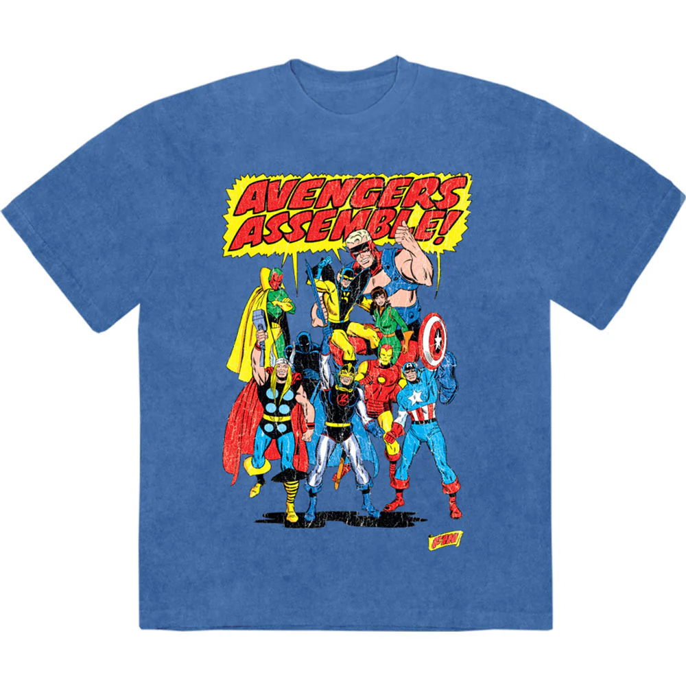 Avengers Assemble Retro Stone Wash T-shirt