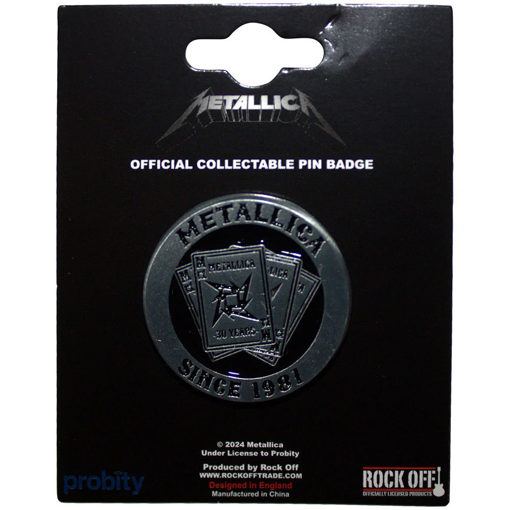 30th Anniversary Playing Card Pewter Pin Badge