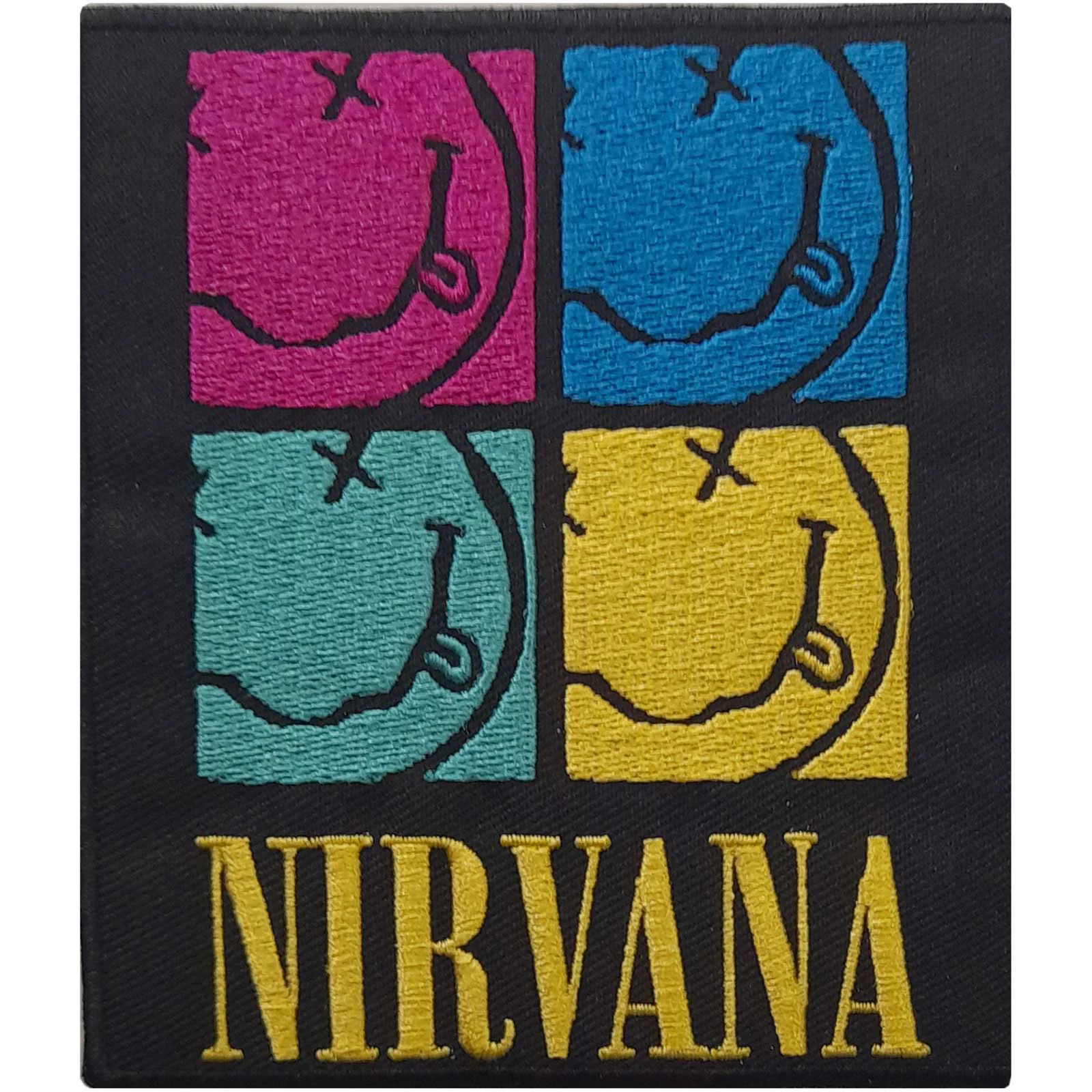 Smiley Squares Woven Patch