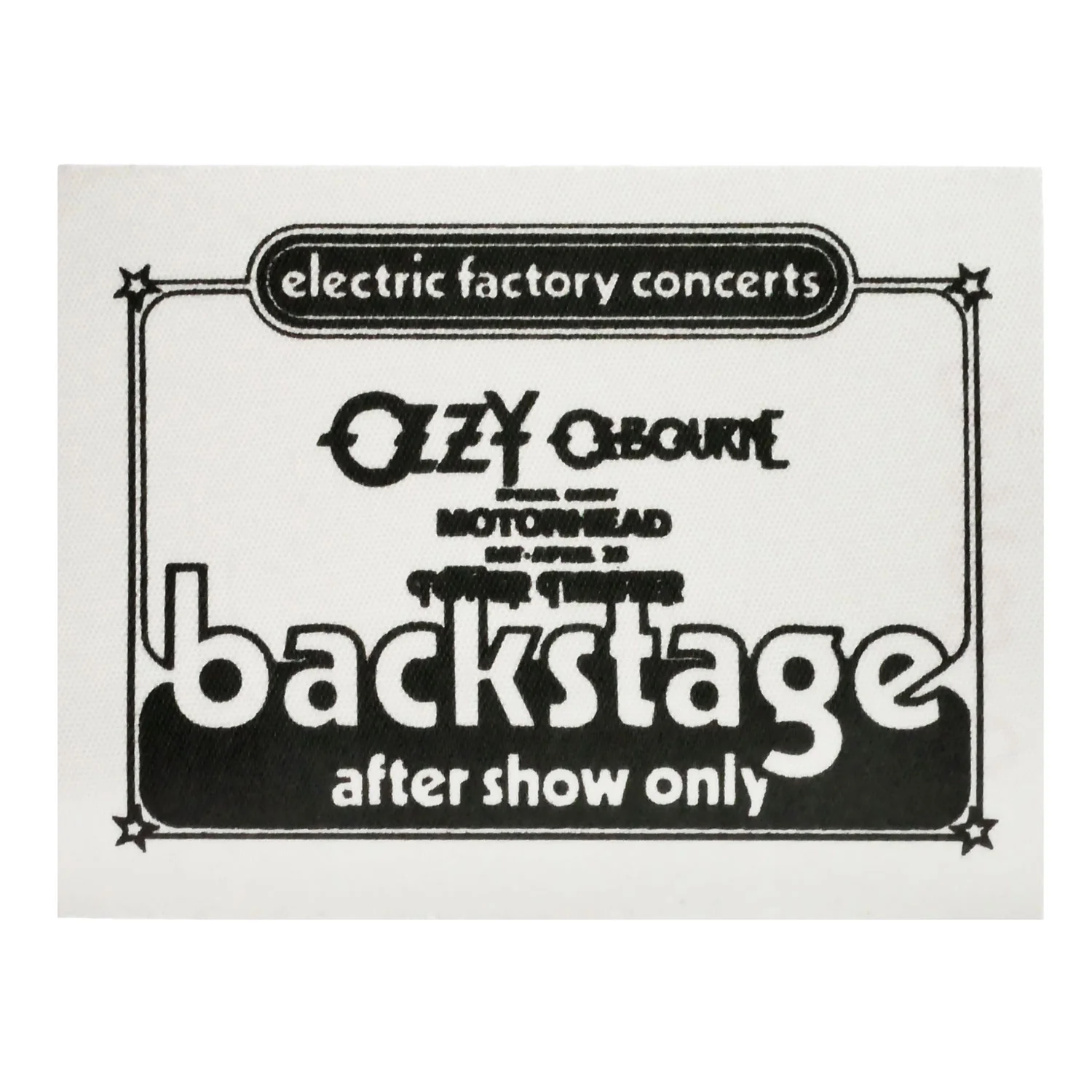 Backstage after show only Cloth Backstage Pass