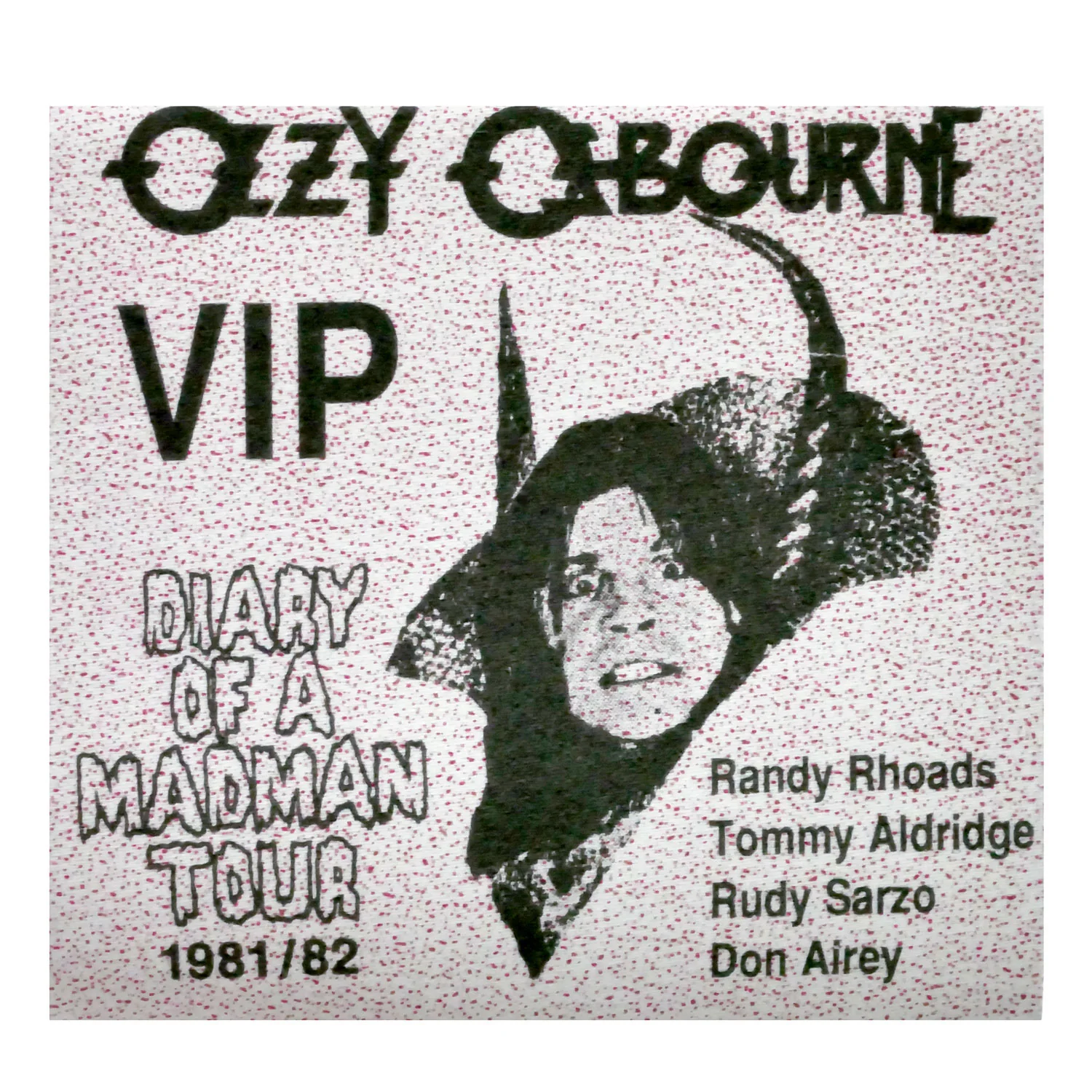 Diary Of A Madman Tour 1981/82 VIP Cloth Backstage Pass