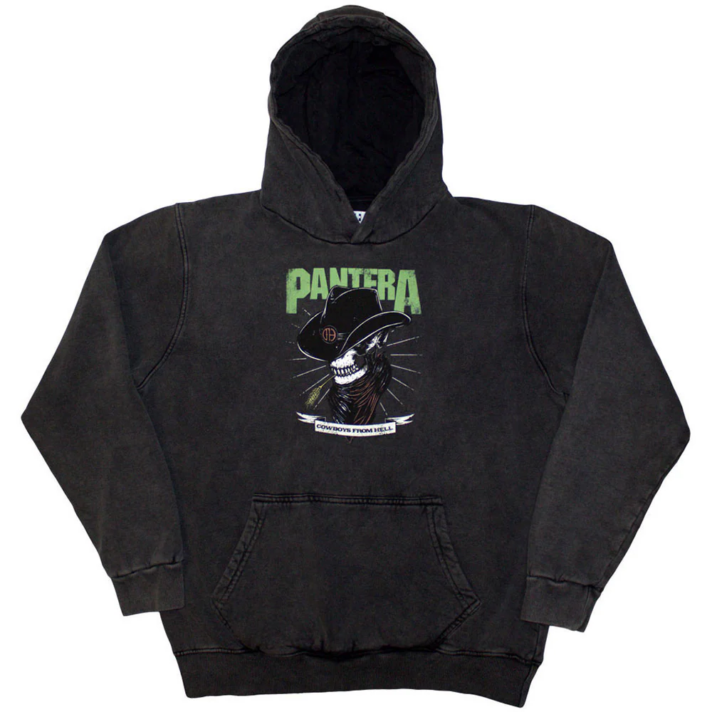 Skeleton Cowboy Stone Wash Hooded Sweatshirt