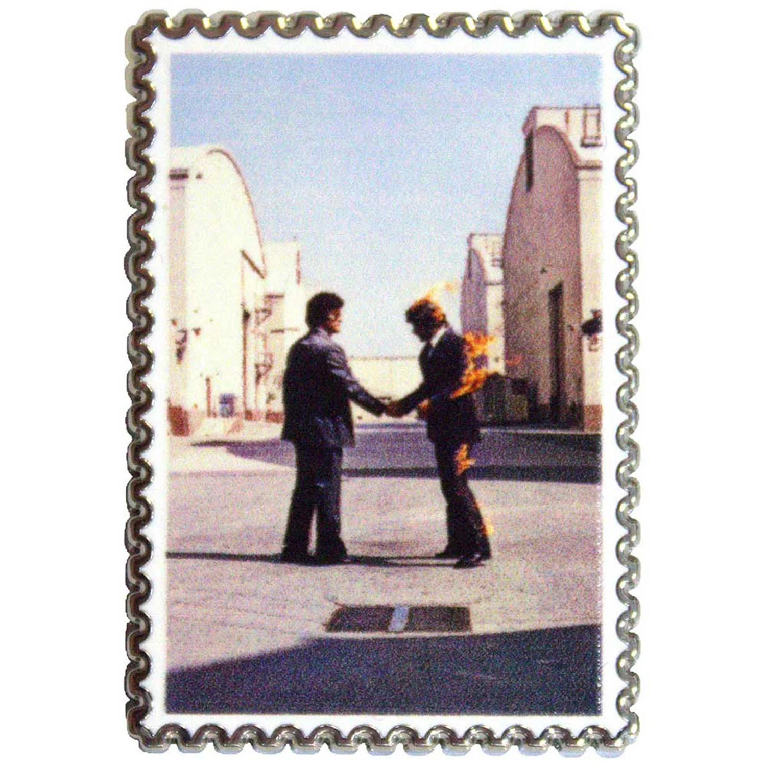 Wish You Were Here Stamp Pewter Pin Badge