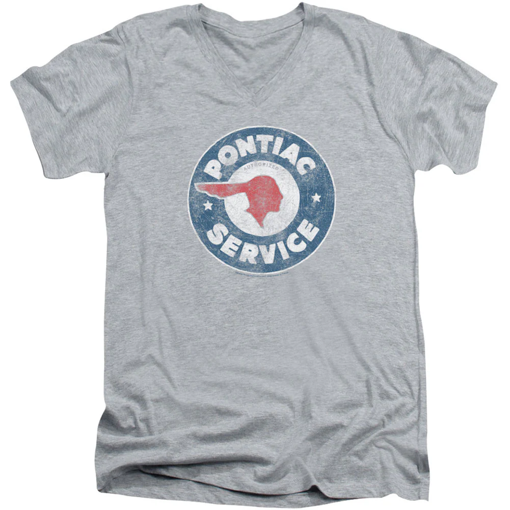 Vintage Pontiac Service Adult V-Neck Slim Fit T-shirt