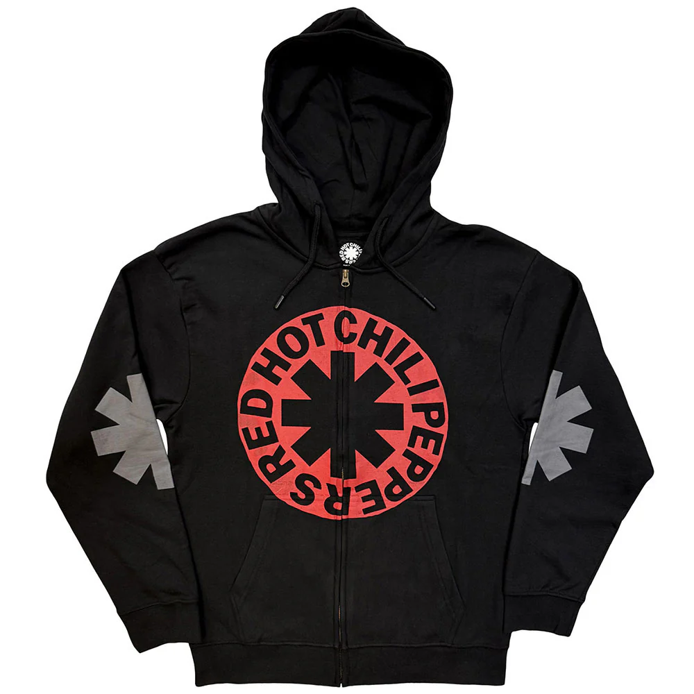 Asterisk Circle Zippered Hooded Sweatshirt