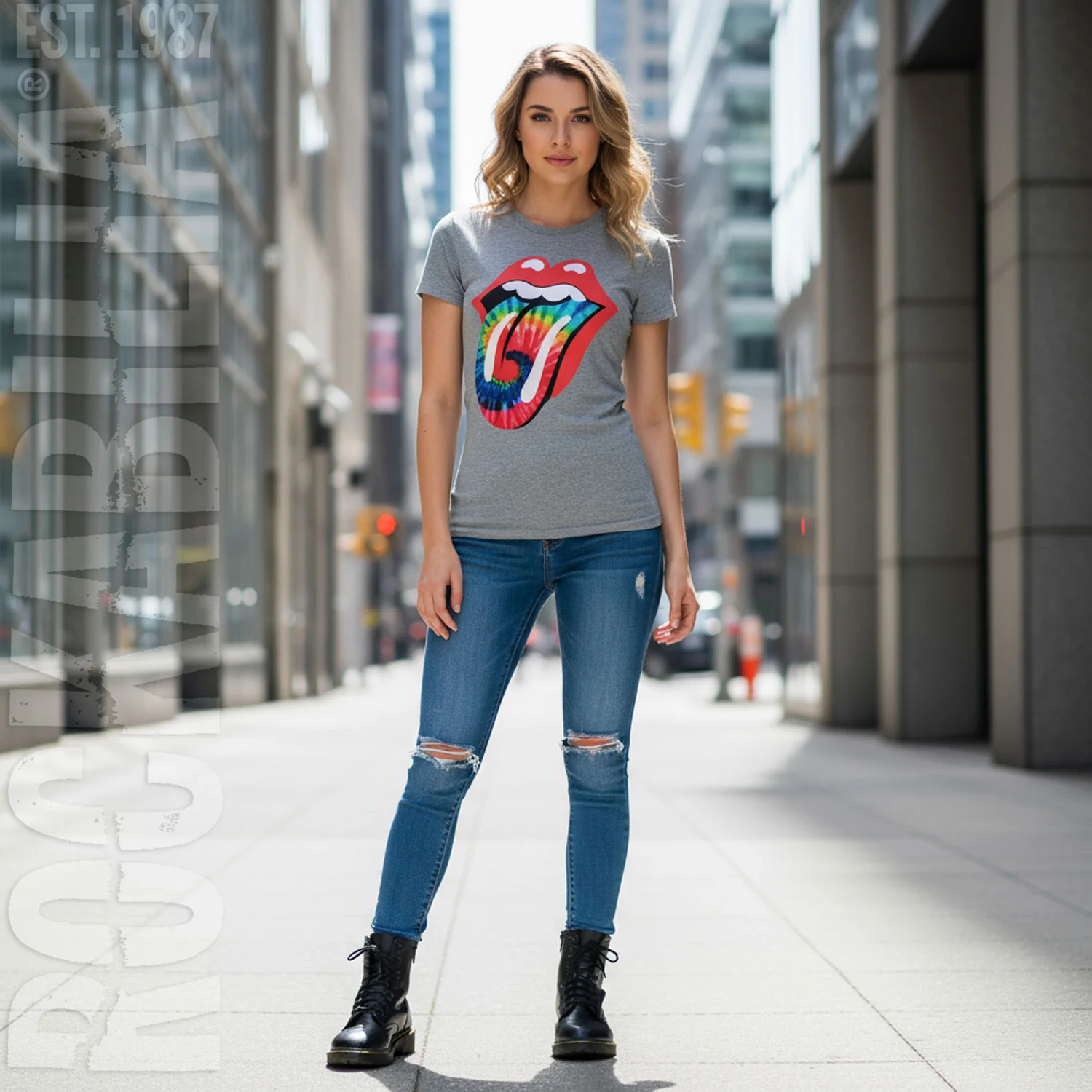 Dyed Tongue on Heather Gray Women'sTee Junior Top - Image 2