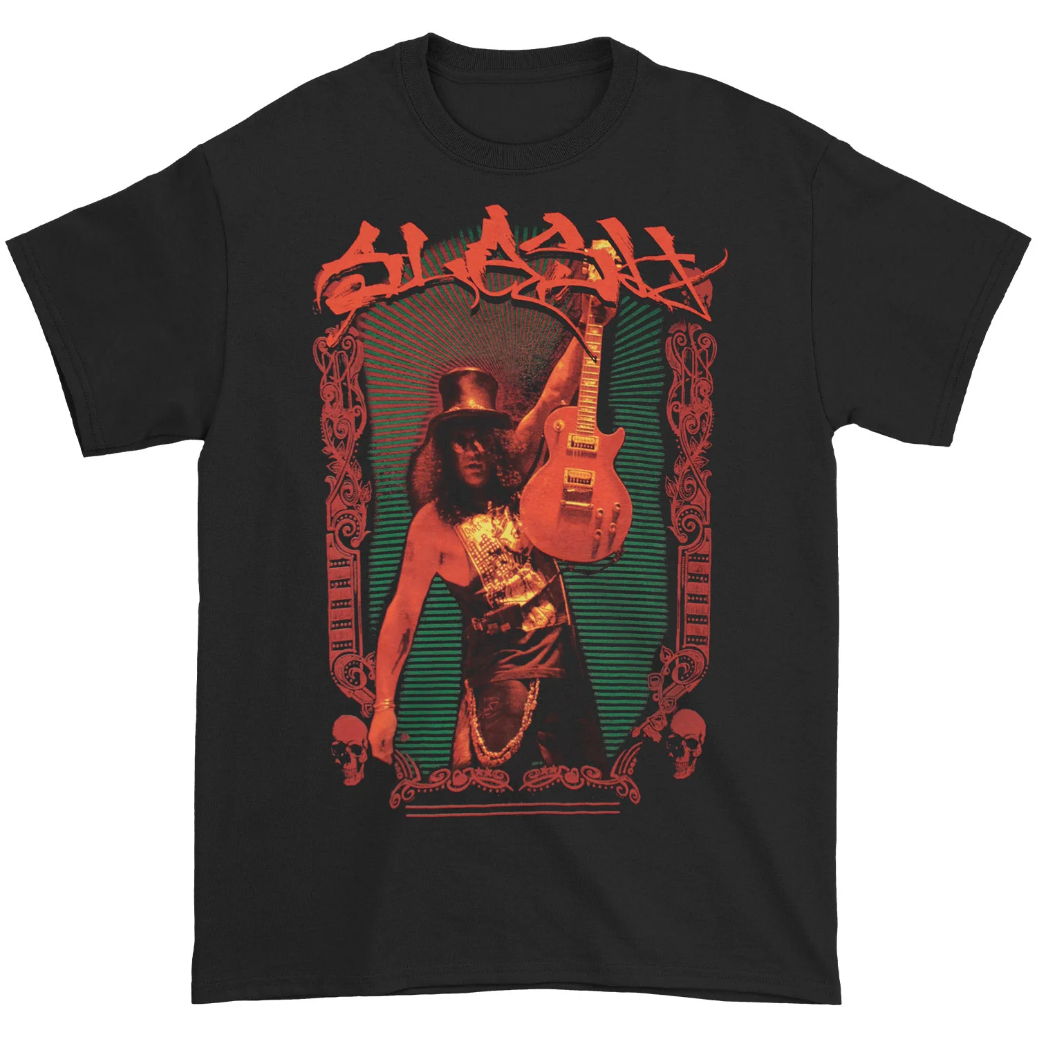Ornate Frame With Holding Up Guitar Photo T-shirt