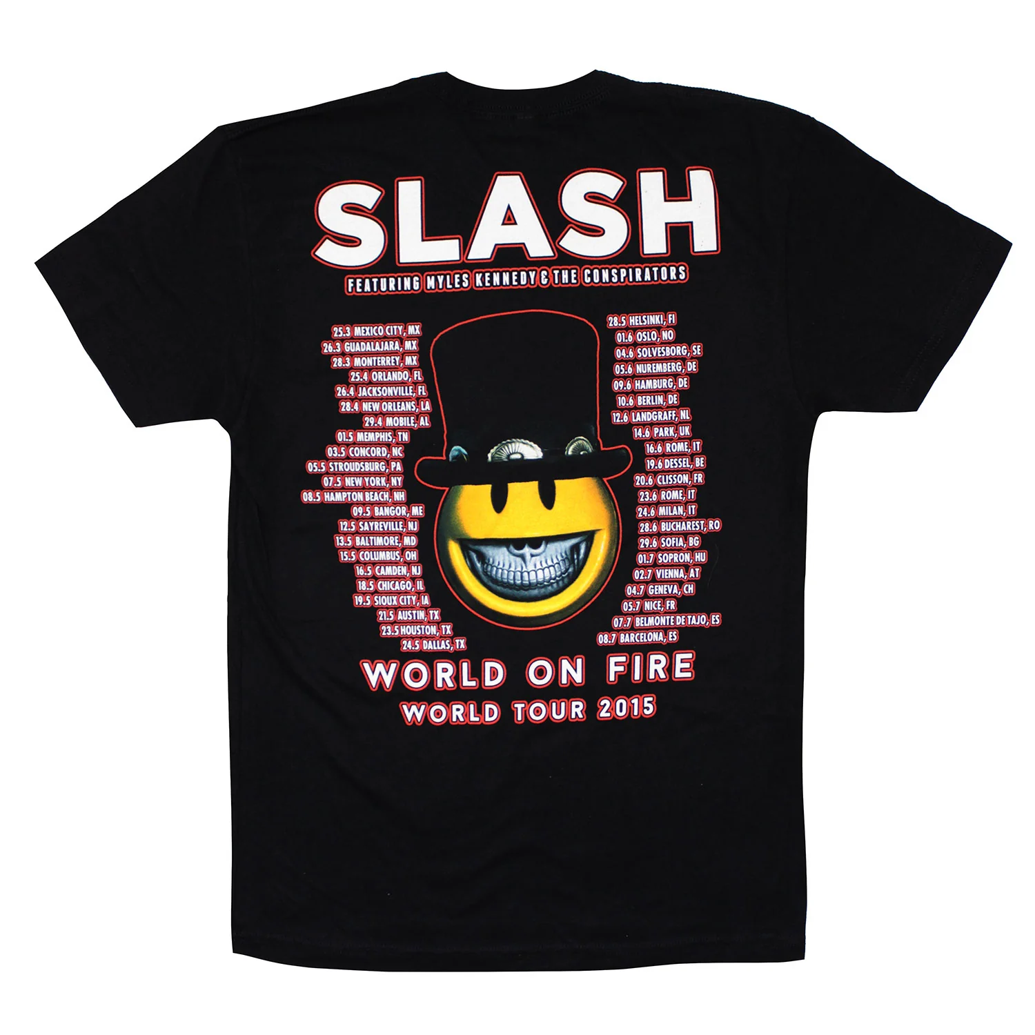 World On Fire World Tour 2015 (Mexico City - Barcelona) Slim Fit T-shirt - Image 2