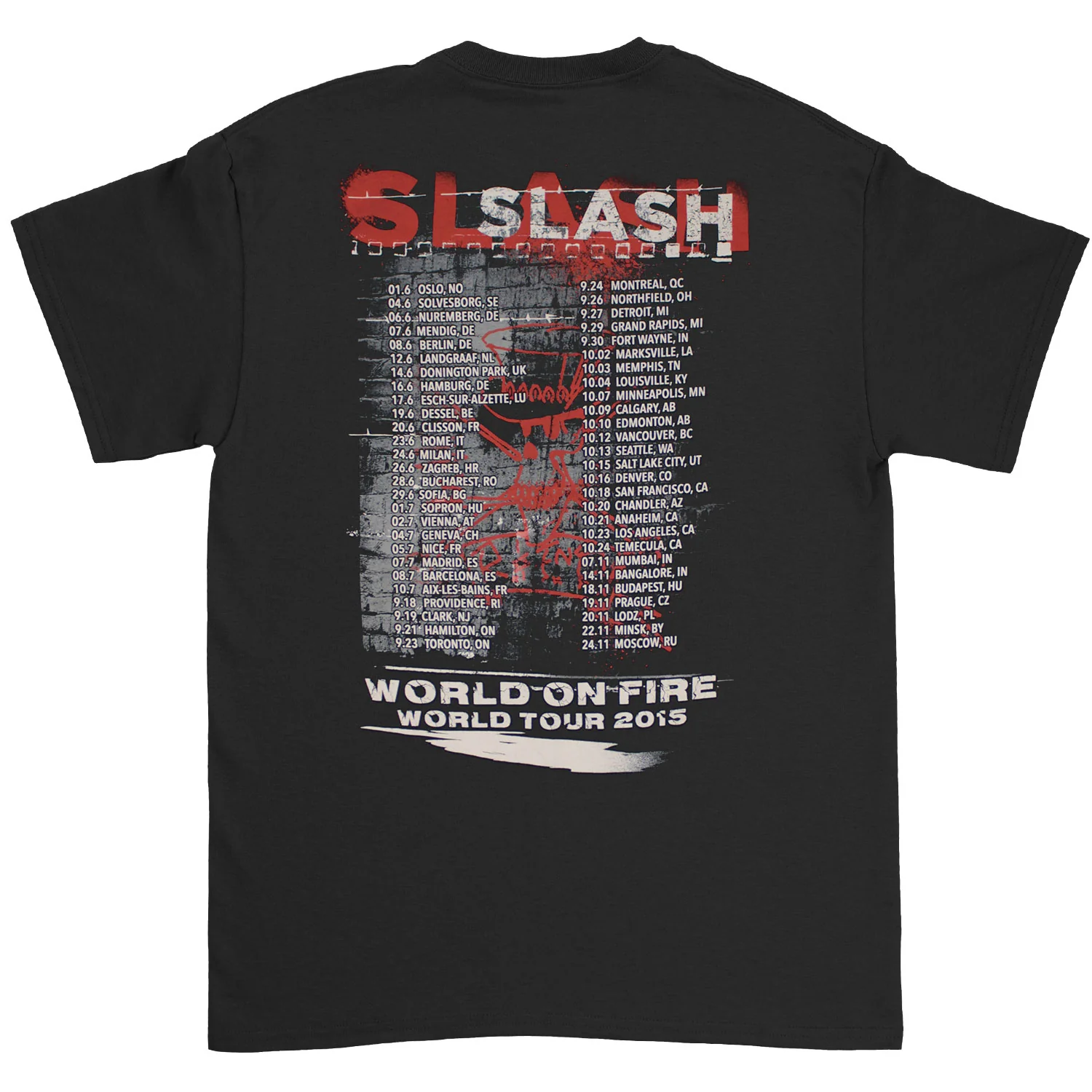 World On Fire World Tour 2015 (Oslo, NO - Moscow, RU) Slim Fit T-shirt - Image 2