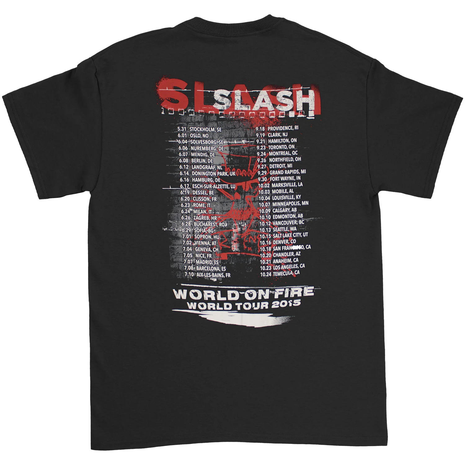 World On Fire World Tour 2015 (Stockholm, SE - Temecula, CA) Slim Fit T-shirt - Image 2
