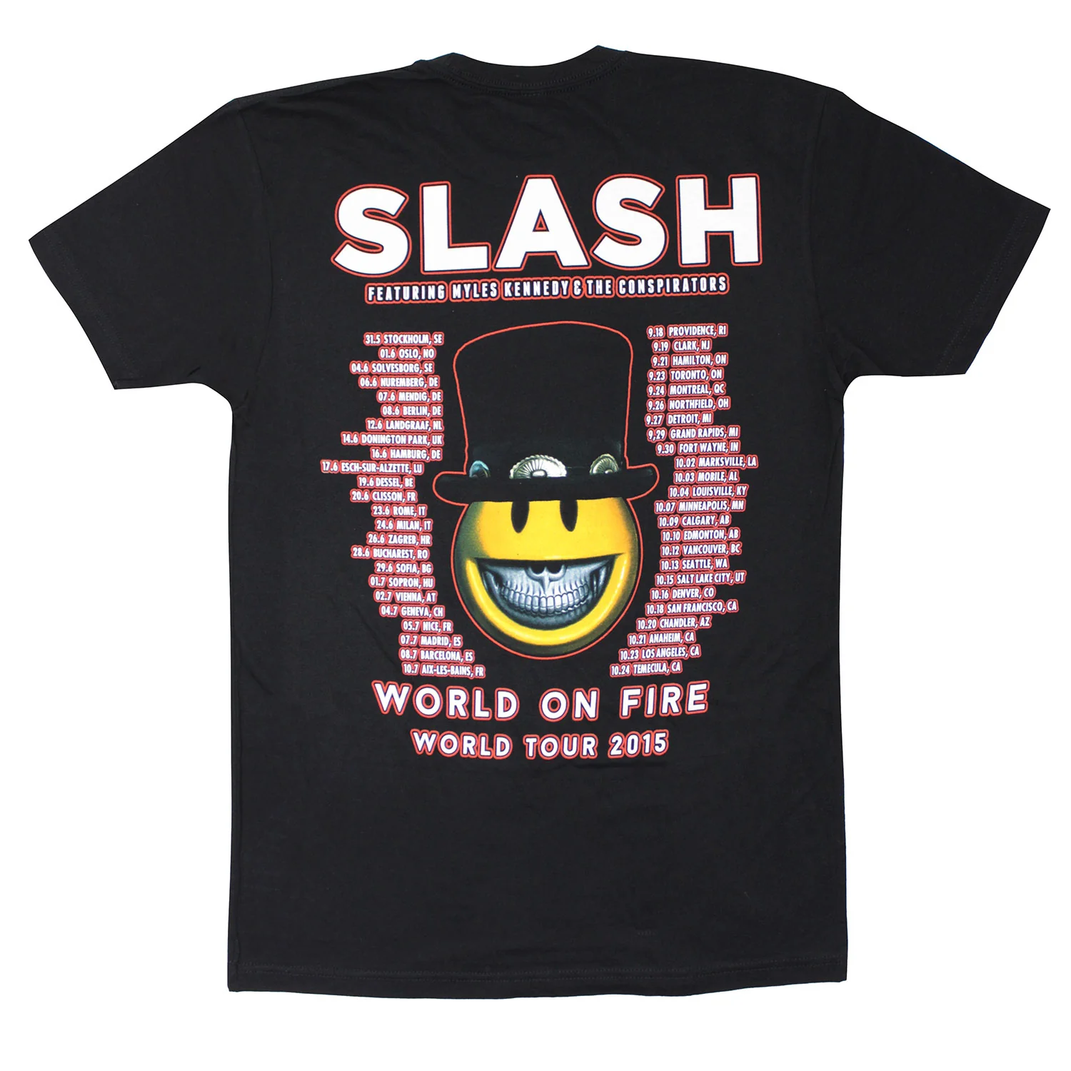 World On Fire World Tour 2015 (Stockholm - Temecula) Slim Fit T-shirt - Image 2