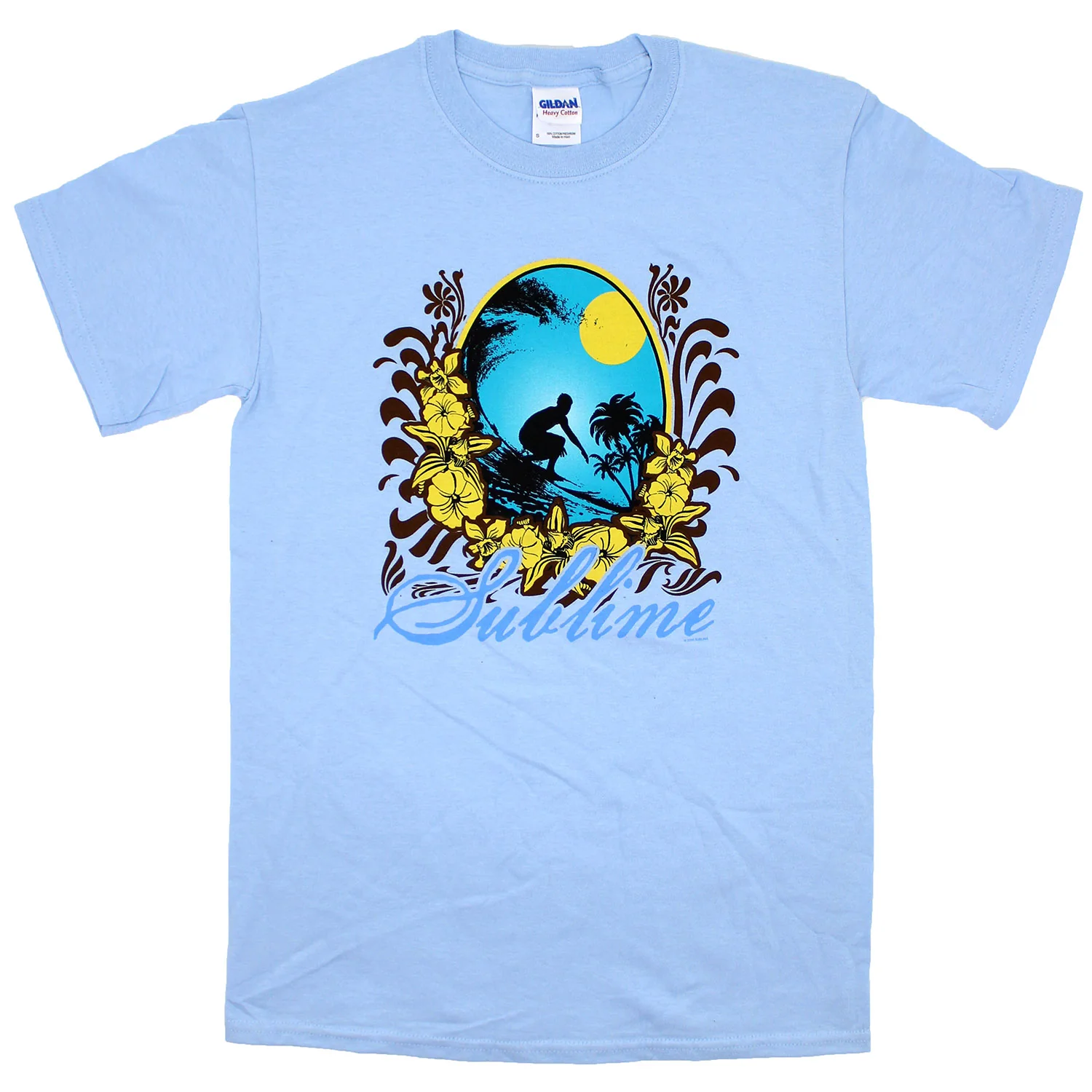 Surfer Silhouette Within Flowers Art & Logo T-shirt